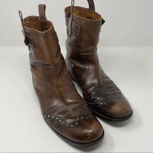 John Varvatos Handmade Stud Leather Boots 10
